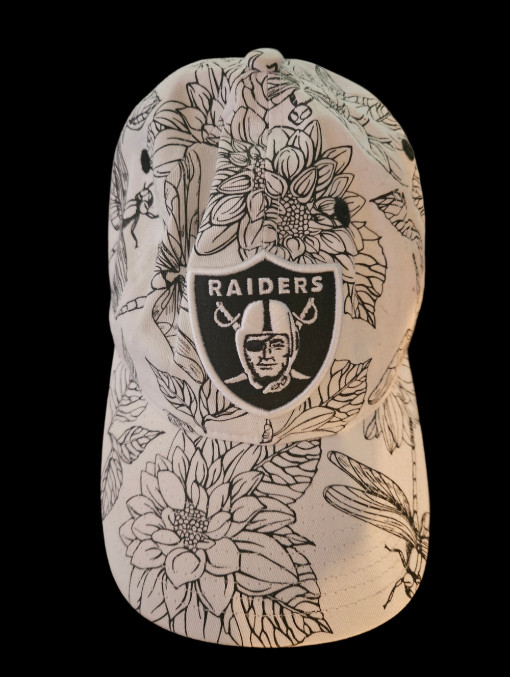 New Era Raiders 9TWENTY Floral Dragonfly Sketch Hat - Rare NFL